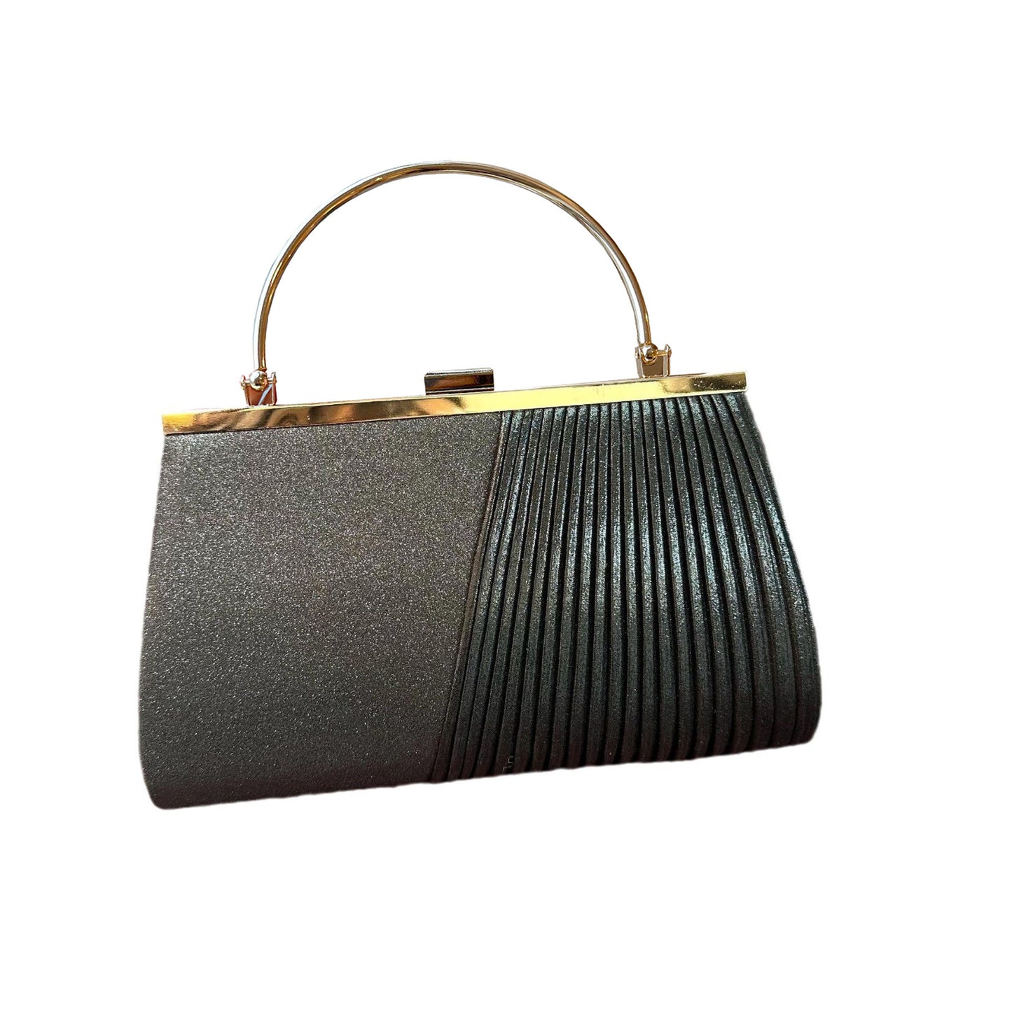 Pleated Shiny Evening Clutch Bag – Women’s Banquet & Party Crossbody Handbag