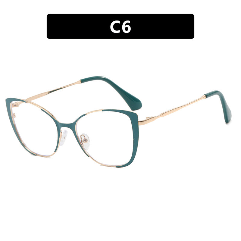 Trendy cat-eye glasses: European/American style, blue light blocking