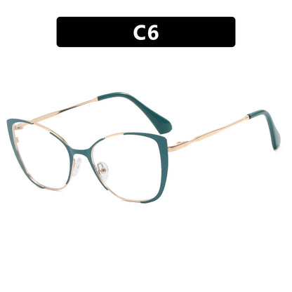 Trendy cat-eye glasses: European/American style, blue light blocking