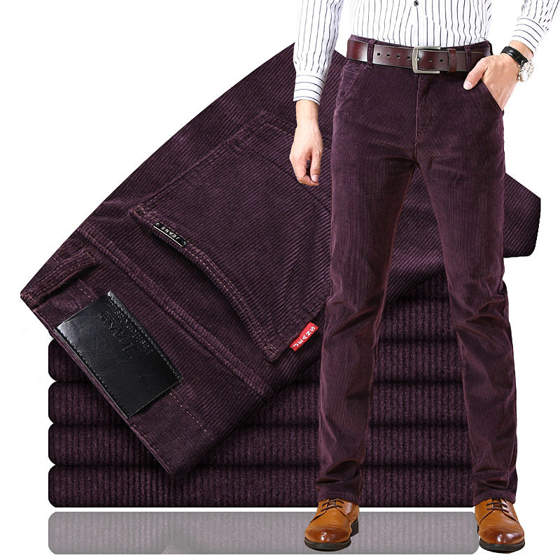 Straight-Leg Plush Corduroy Slacks