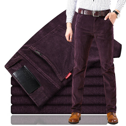 Straight-Leg Plush Corduroy Slacks