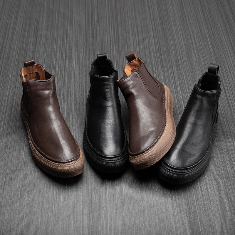 Men's leather mid-top winter boots