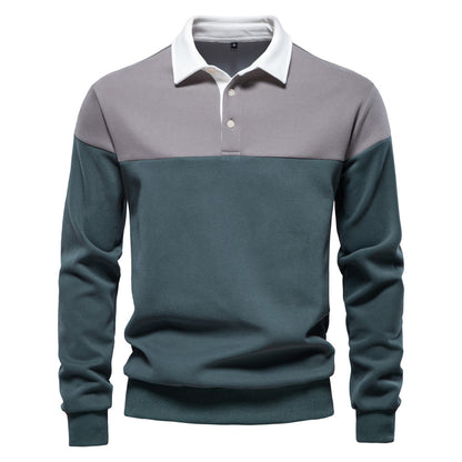 Men's Long Sleeve Polo Collar Sweatshirt