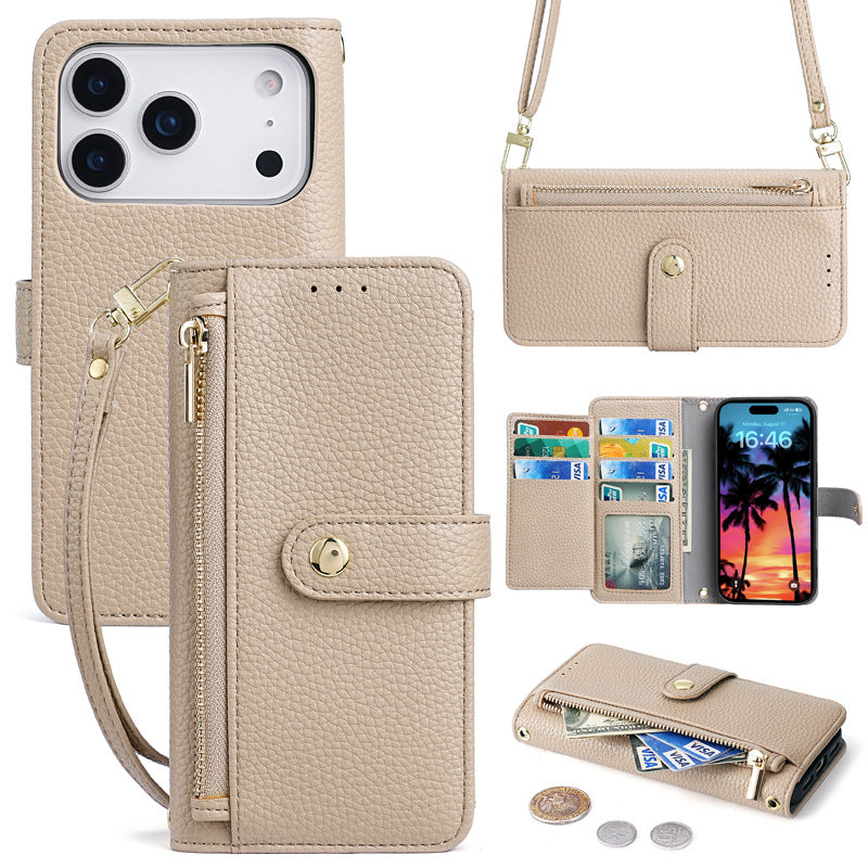 Ladies Zipper Wallet & Leather Case for iPhone