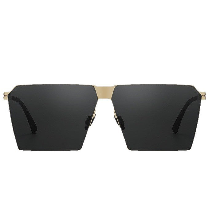 Men's square sunglasses: thin, screwless, spring-leg design for fashion, driving, photography.