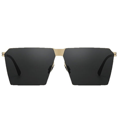 Men's square sunglasses: thin, screwless, spring-leg design for fashion, driving, photography.