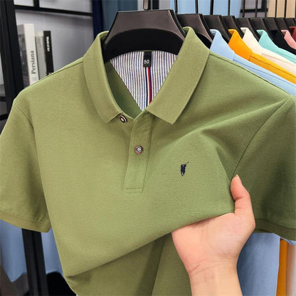 Premium Cotton Polo Shirt  Breathable Business Casual Short Sleeve Tee
