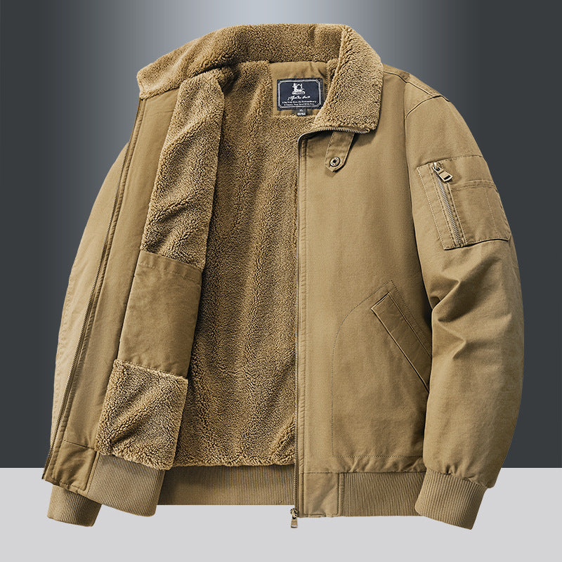 Mens Autumn/Winter Fleece-Lined Cargo Jacket