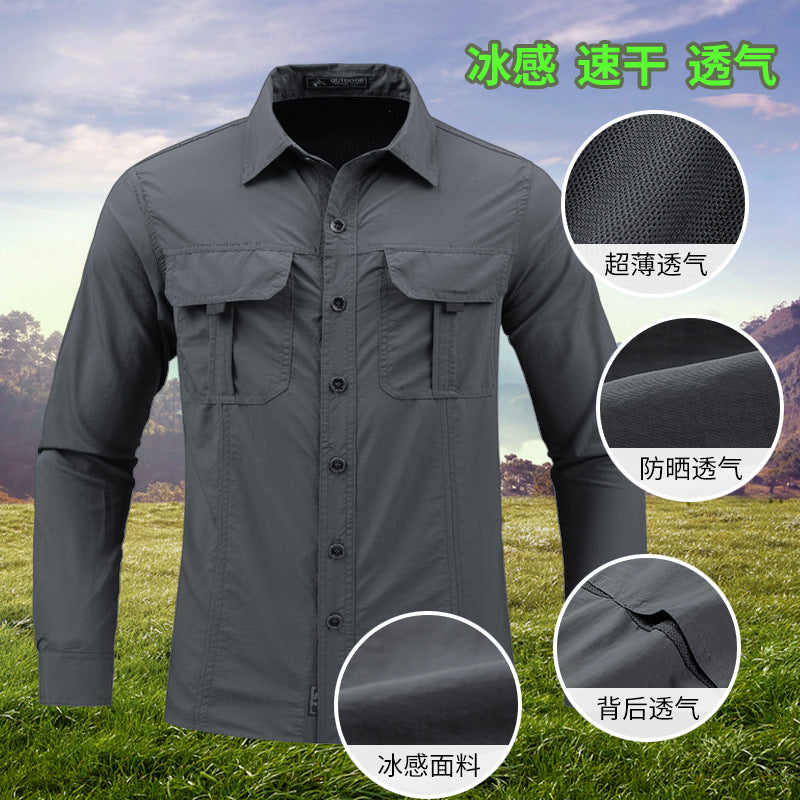 Men's quick-dry, anti-chafe, long-sleeve shirt for warm weather