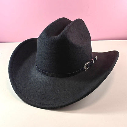 Western cowboy hat curved brim hat pebbled belt