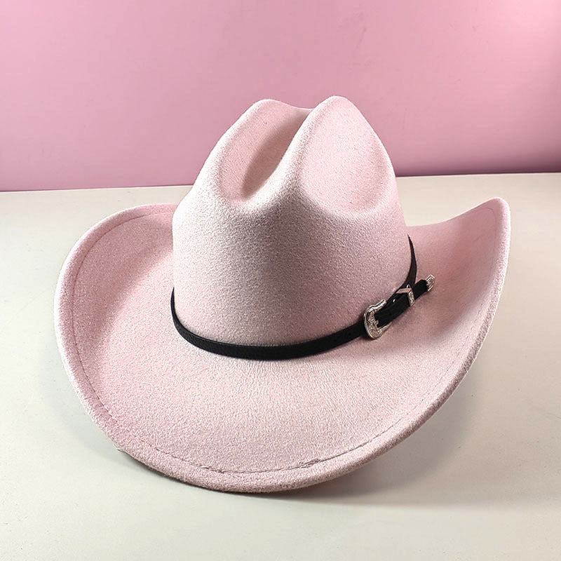 Western cowboy hat curved brim hat pebbled belt