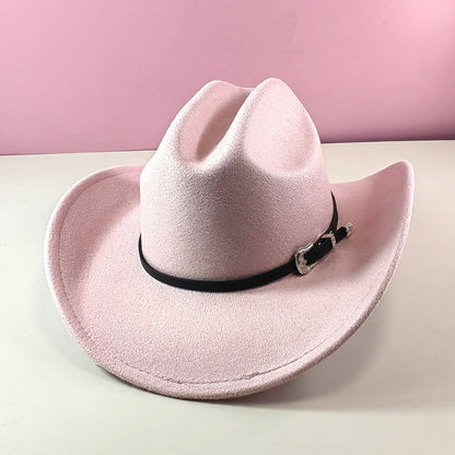 Western cowboy hat curved brim hat pebbled belt