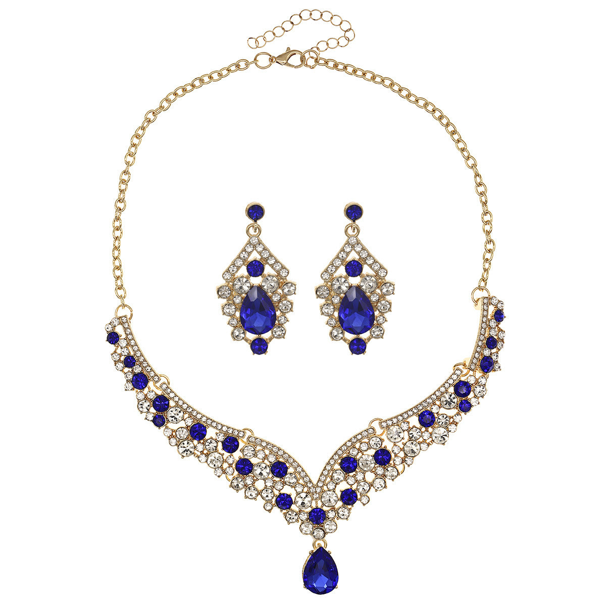 Rhinestone  jewelry set: earrings and necklace.