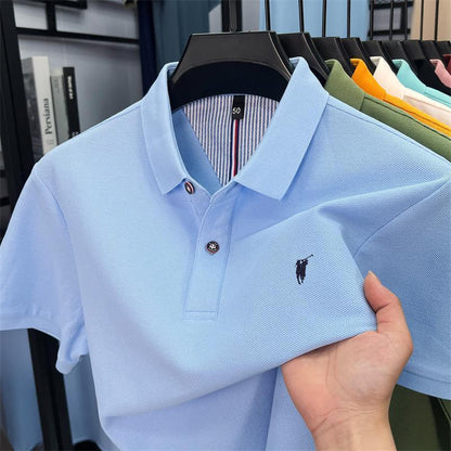 Premium Cotton Polo Shirt  Breathable Business Casual Short Sleeve Tee