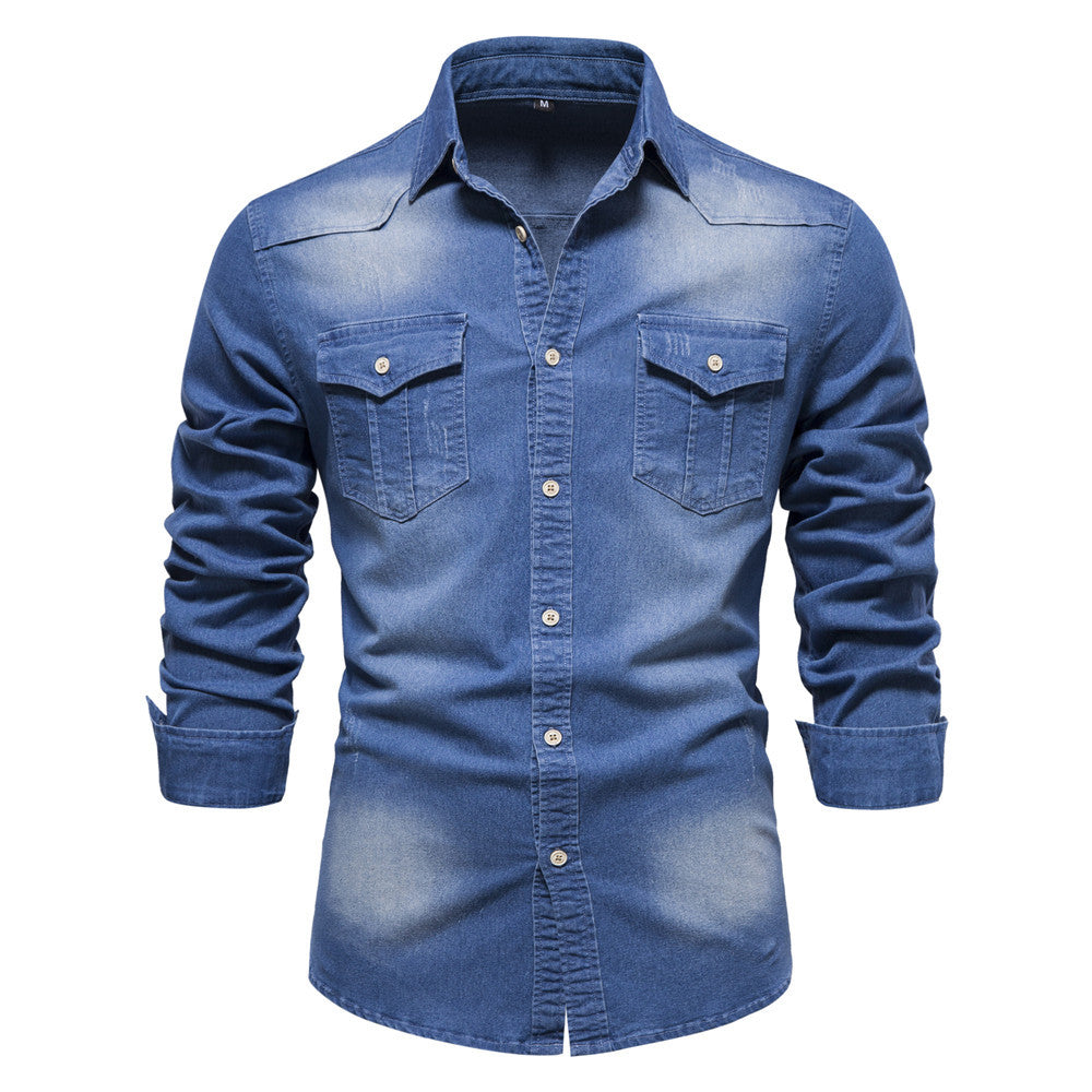 Men's European denim shirt