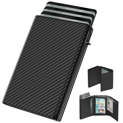 Mens RFID Blocking Metal & Leather Card Case