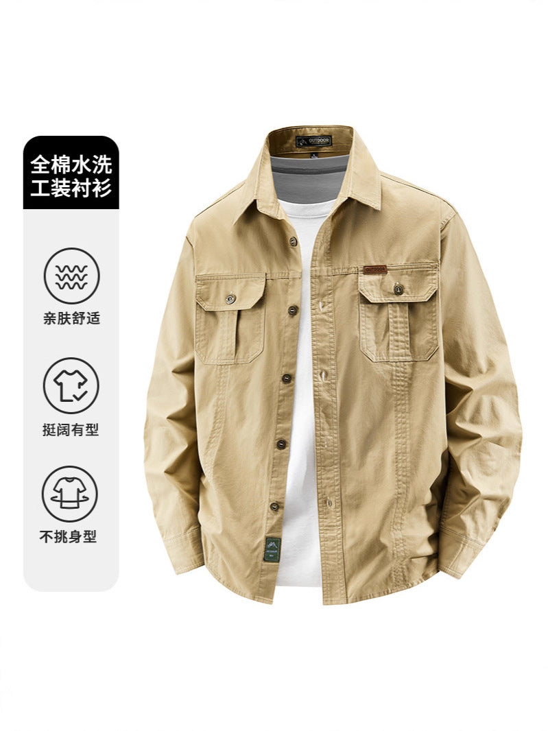 Spring and Autumn Business Casual Men's Cotton Long Sleeve Shirt