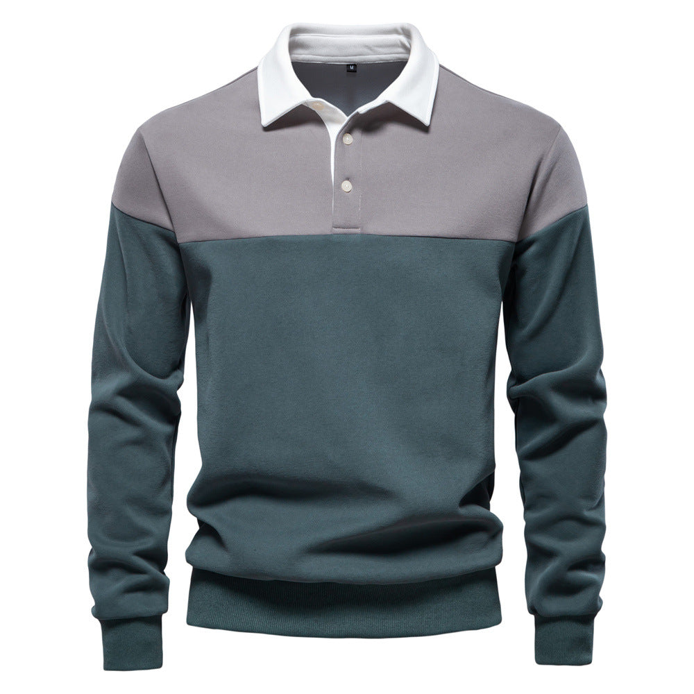 Men's Long Sleeve Polo Collar Sweatshirt