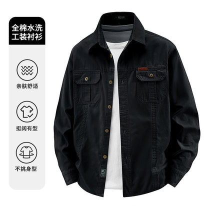 Spring and Autumn Business Casual Men's Cotton Long Sleeve Shirt