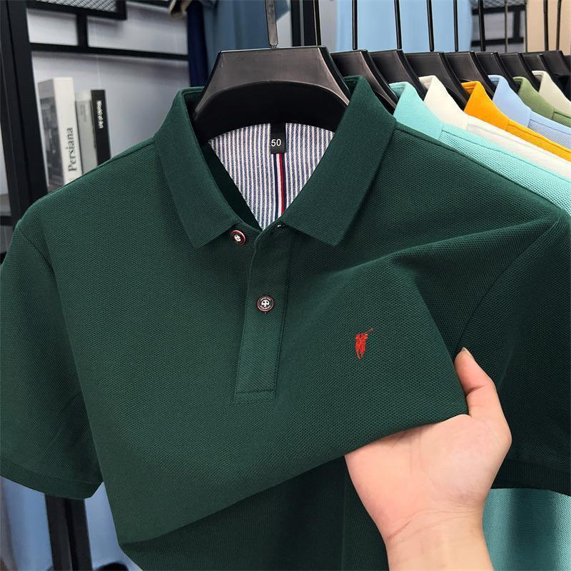 Premium Cotton Polo Shirt  Breathable Business Casual Short Sleeve Tee
