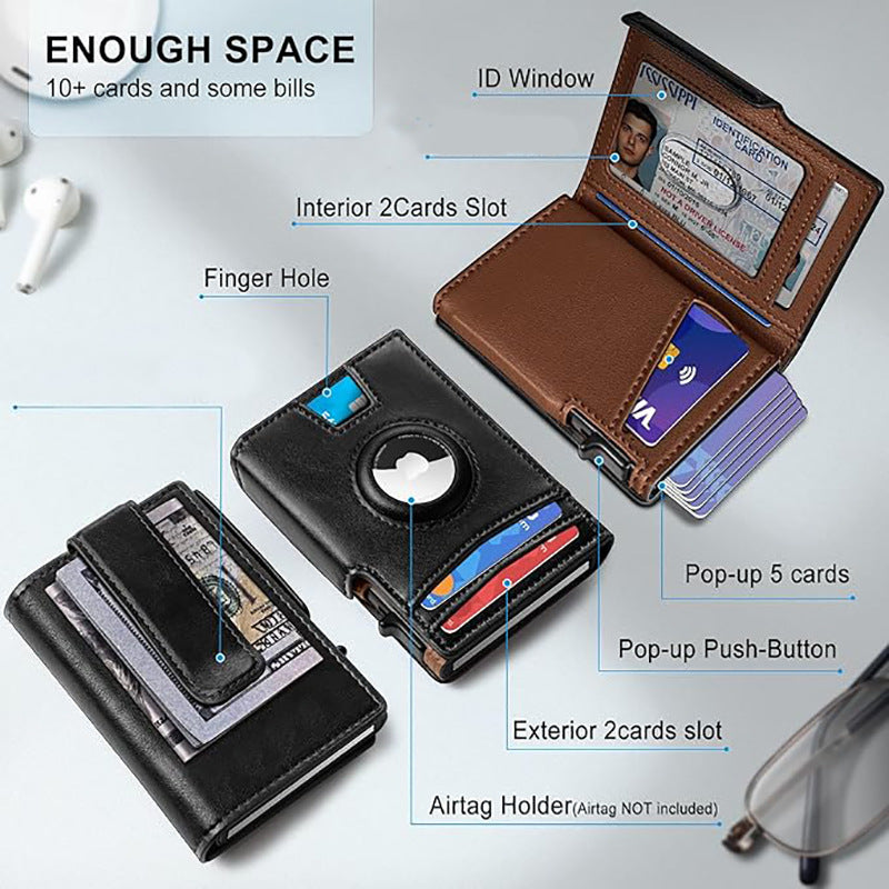 Cross border ultra thin magnetic flip cover men's wallet