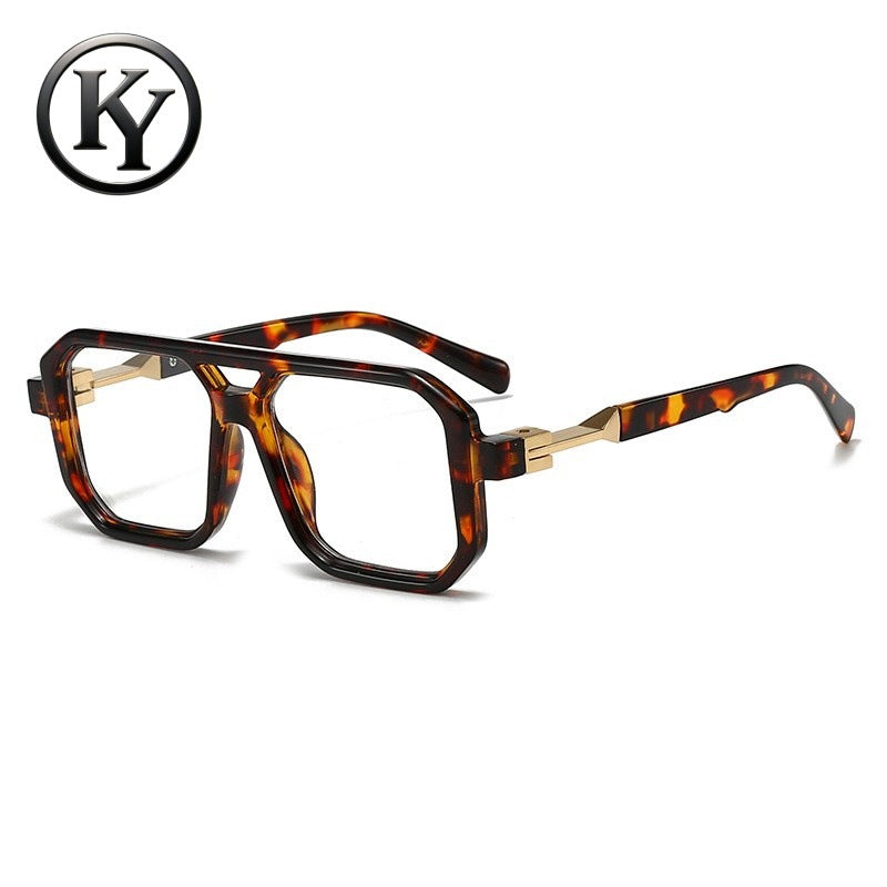 Retro Double-Bridge Square Sunglasses
