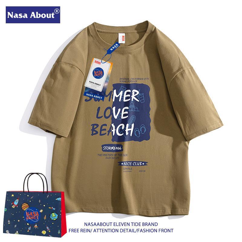 NASA co-branded, loose, short-sleeved cotton summer T-shirt