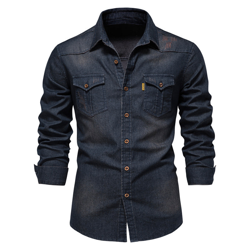 Men's European denim shirt