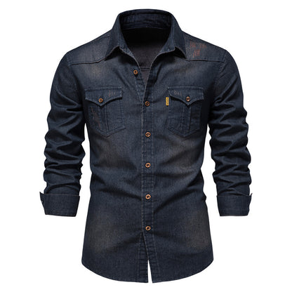 Men's European denim shirt