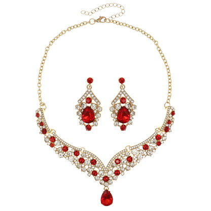 Rhinestone  jewelry set: earrings and necklace.