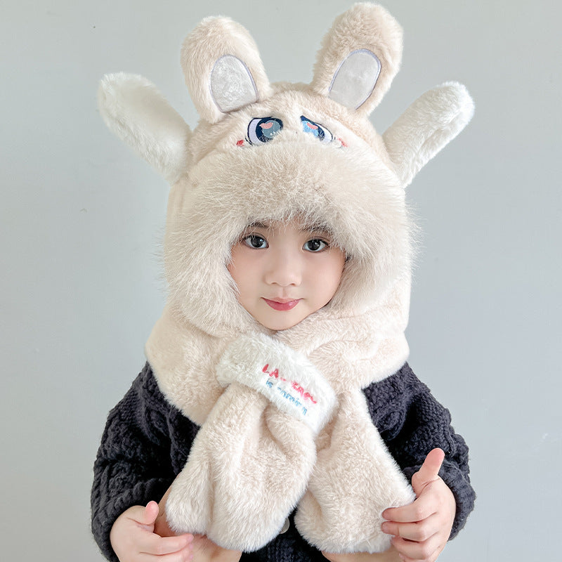 Children's warm plush hat scarf