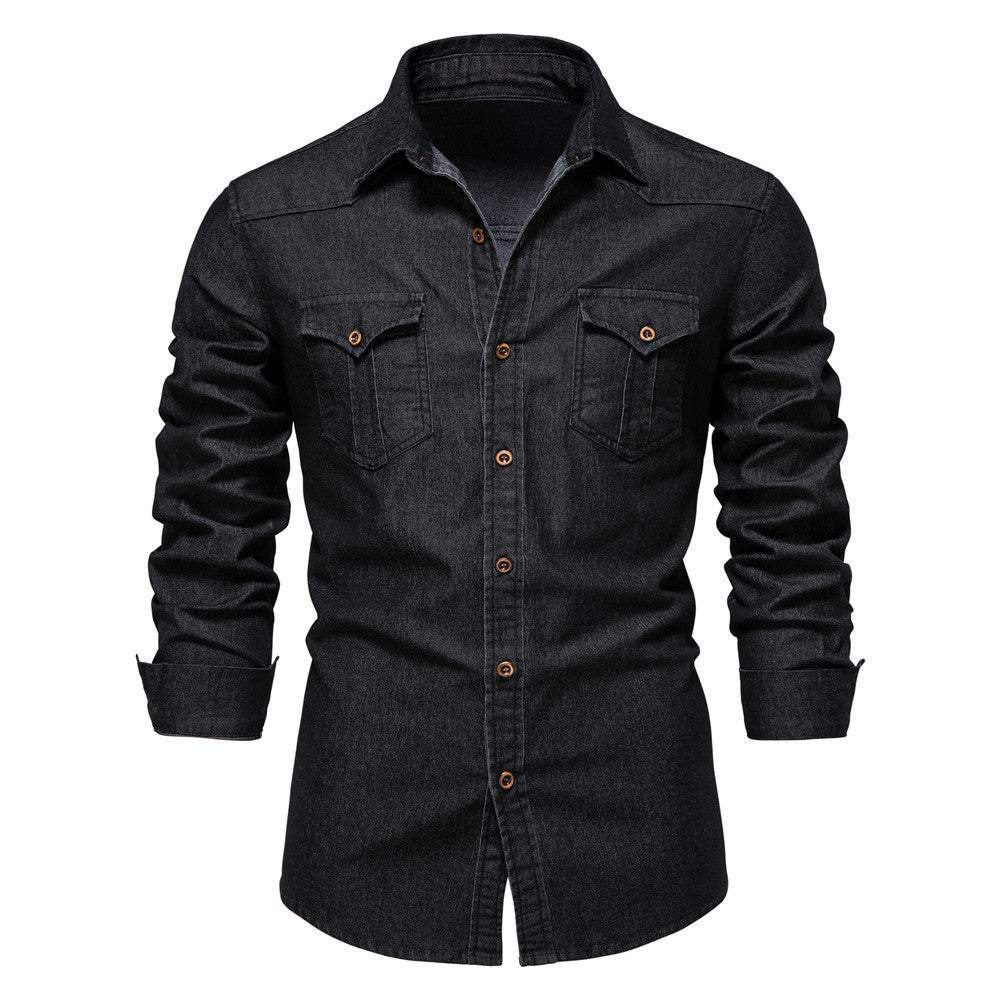 Men's European denim shirt