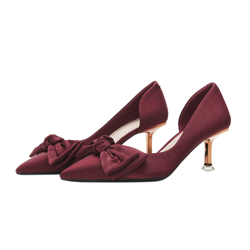 Deluna Red Satin Wedding Heels