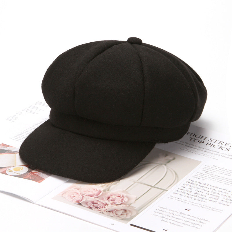 Woolen Octagonal Women's Beret  British Retro Autumn/Winter, Japanese Style