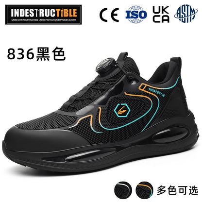 Steel-toe work boots, Kevlar sole, button close