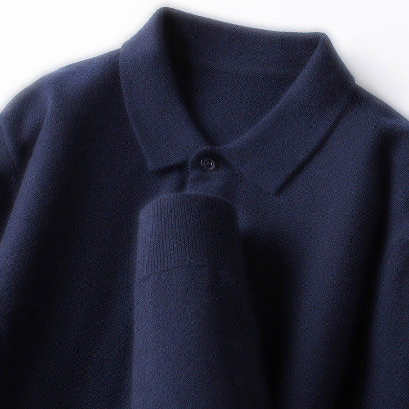 100% Wool Thickened Lapel Sweater for Men