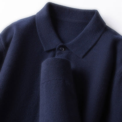 100% Wool Thickened Lapel Sweater for Men