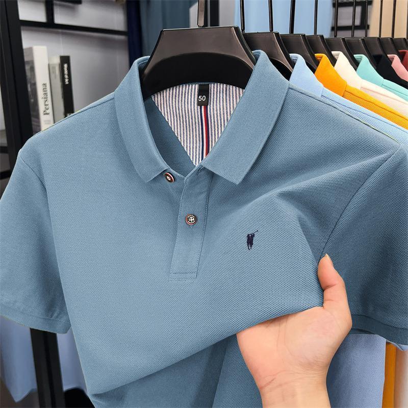 Premium Cotton Polo Shirt  Breathable Business Casual Short Sleeve Tee