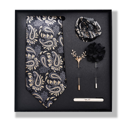 Cashew Nut Stripe Tie & Accessories Set