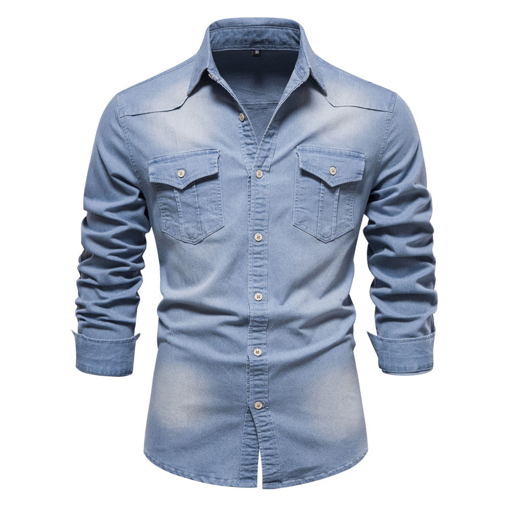Men's European denim shirt