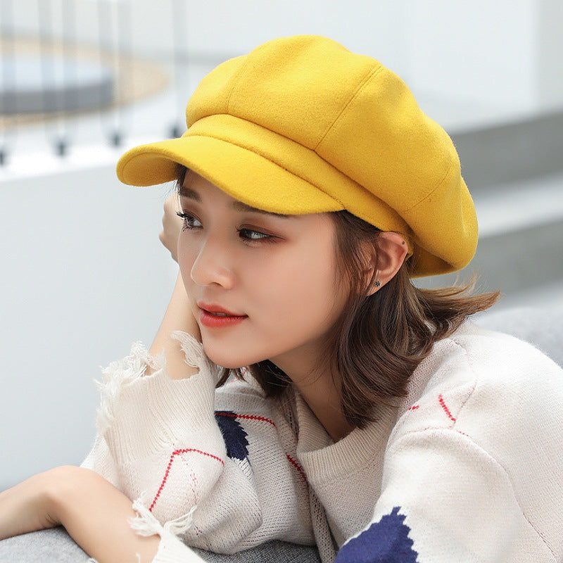 Woolen Octagonal Women's Beret  British Retro Autumn/Winter, Japanese Style