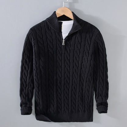 Men's Autumn/Winter Thick Half-Neck Zipper Knitted Pullover