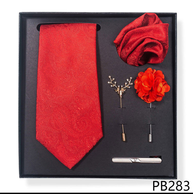 Cashew Nut Stripe Tie & Accessories Set