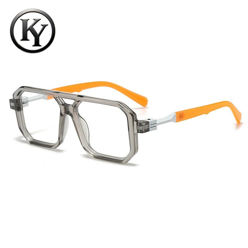 Retro Double-Bridge Square Sunglasses