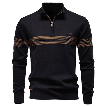 Men's Business Stand Collar Cotton Sweater