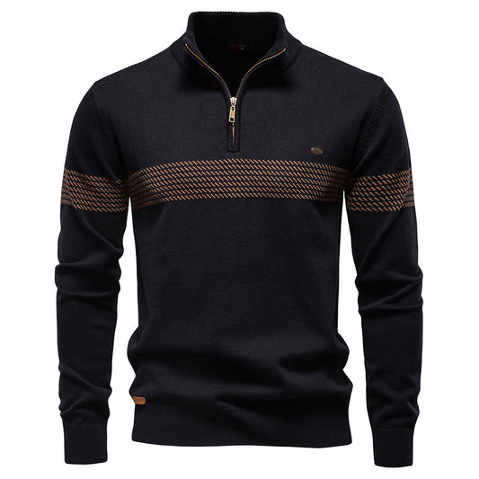 Men's Business Stand Collar Cotton Sweater