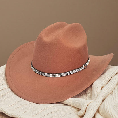 Western cowboy hat curved brim hat pebbled belt