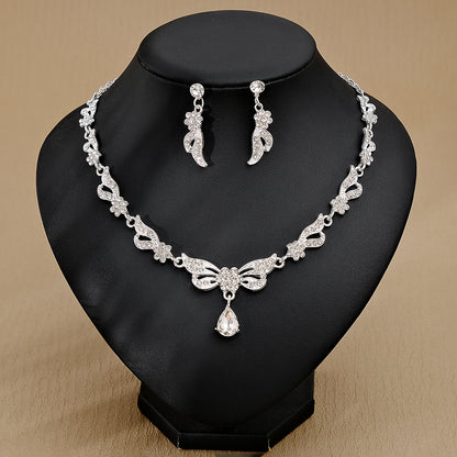 Rhinestone  jewelry set: earrings and necklace.