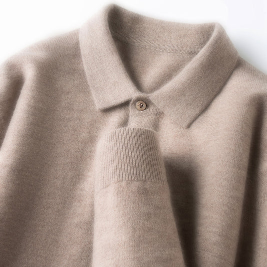 100% Wool Thickened Lapel Sweater for Men