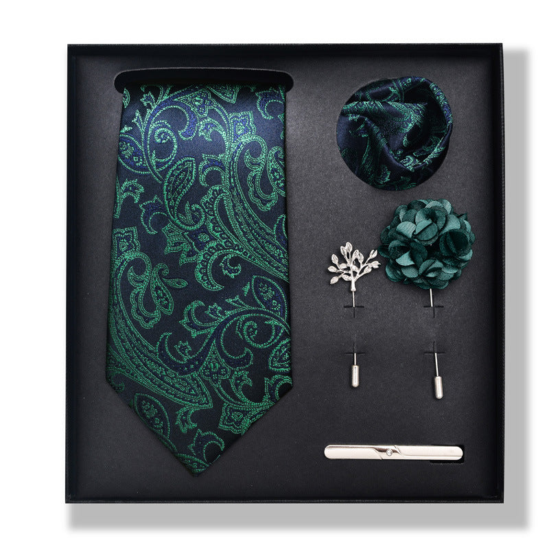 Cashew Nut Stripe Tie & Accessories Set